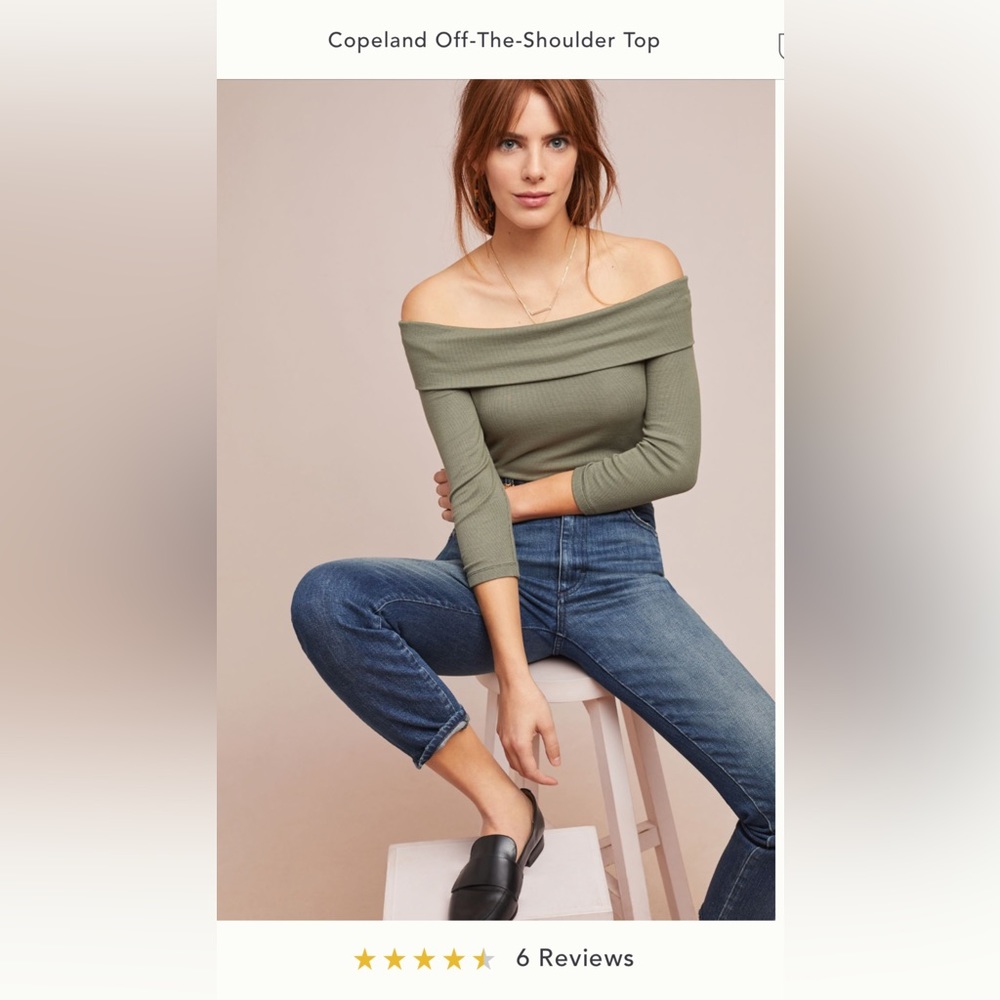 Anthropologie off the shoulder 3/4 sleeve tee.
